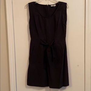 Ann Taylor Loft Black Linen Dress with Ribbon Tie